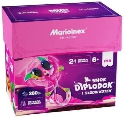 Мини вафлен конструктор Marioinex "Диплодок и котенце", 280 части