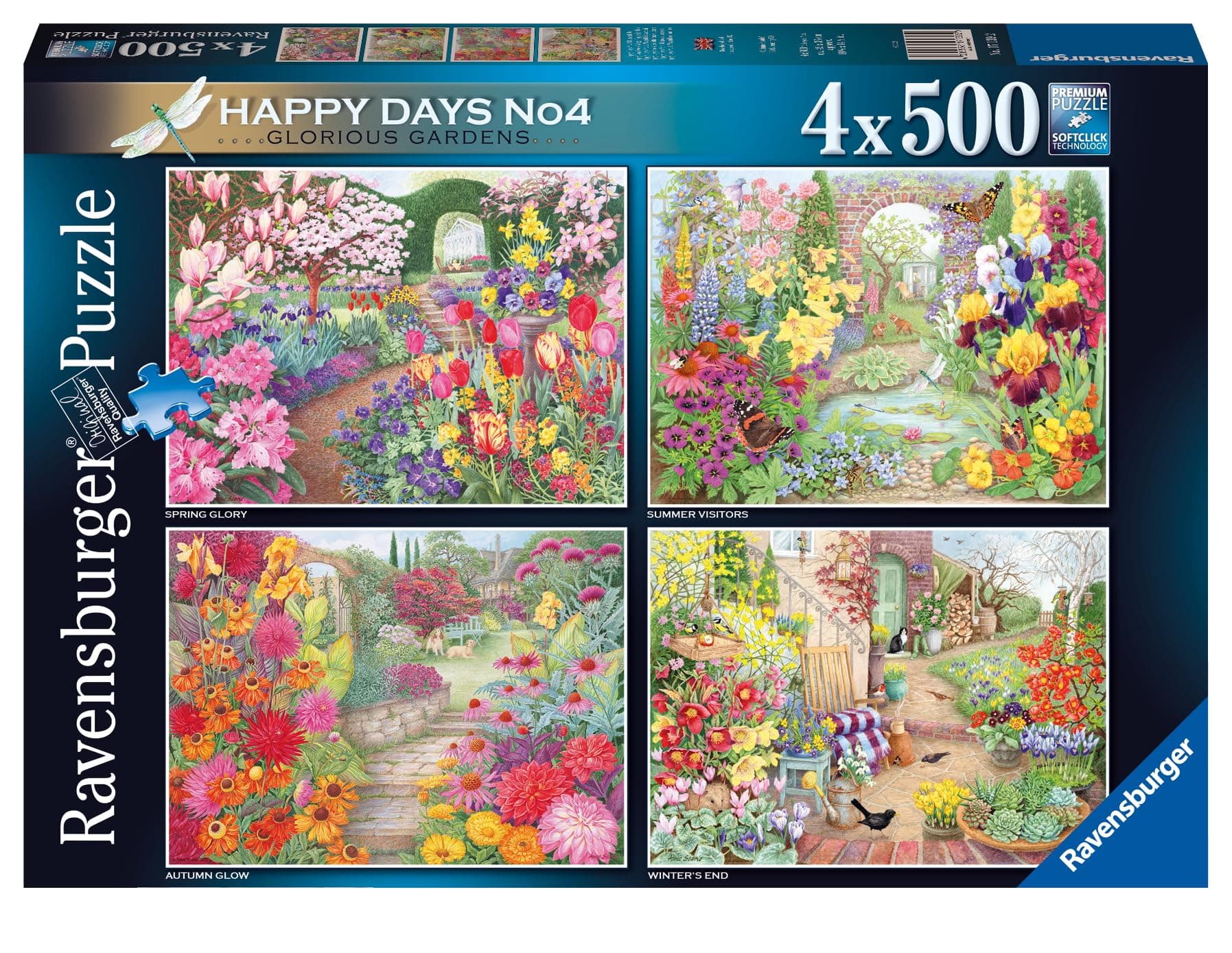Пъзел Ravensburger 4x500 ел. - Happy Days: Възхитителни градини
