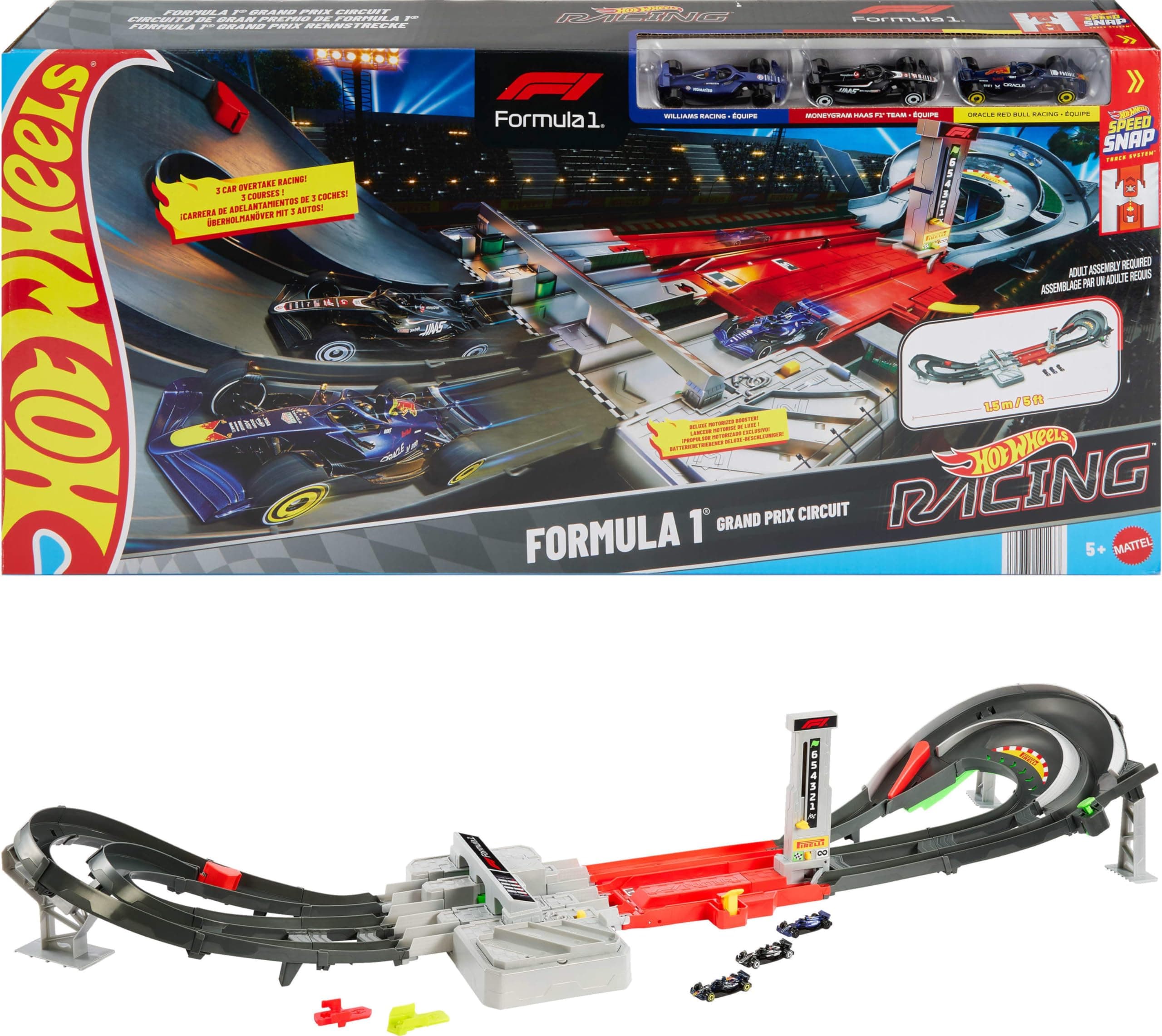 Hot Wheels Racing - Състезателна писта Formula 1 Racing Grand Prix с 3 колички