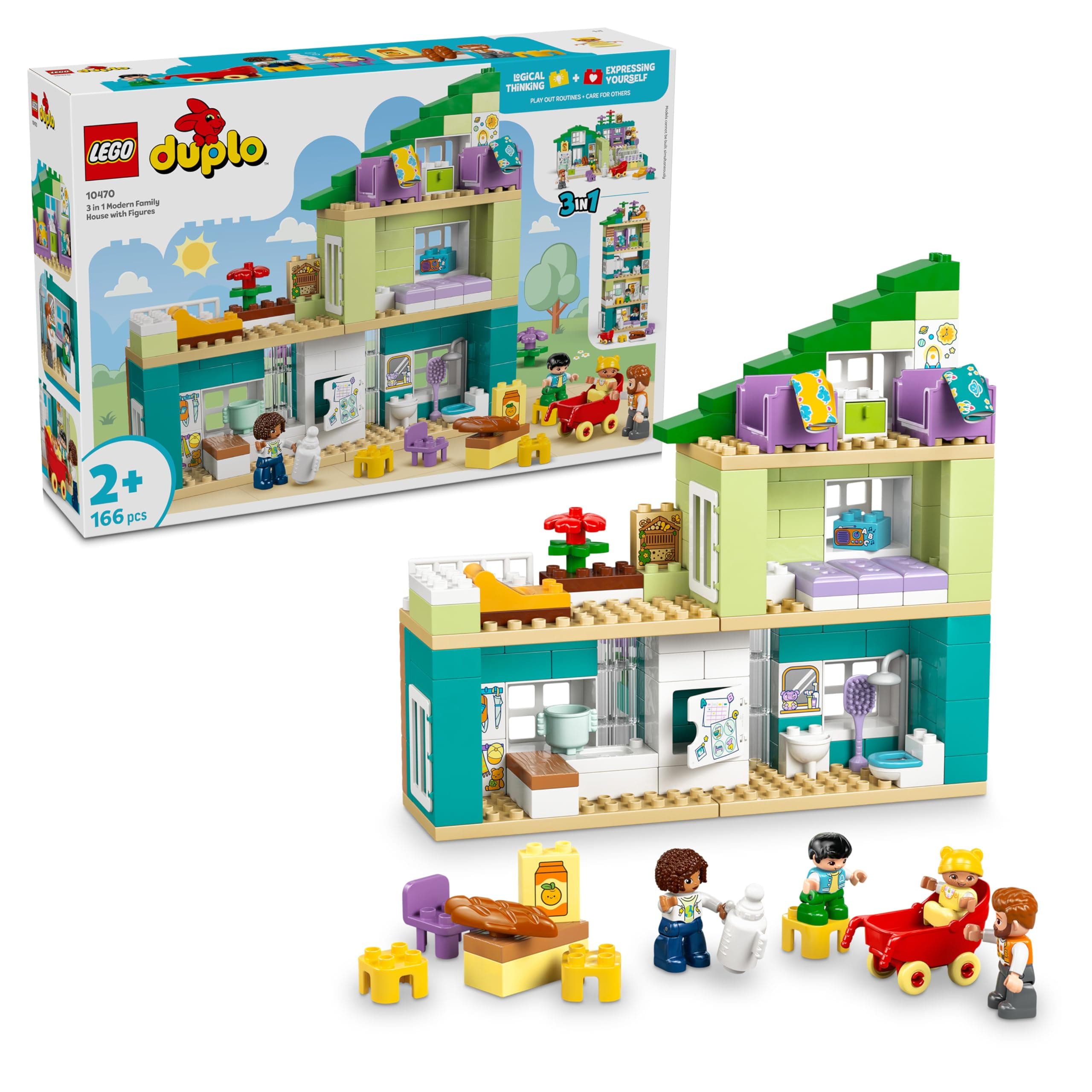 LEGO® DUPLO 10470 - Модерна семейна къща 3 в 1 с фигури