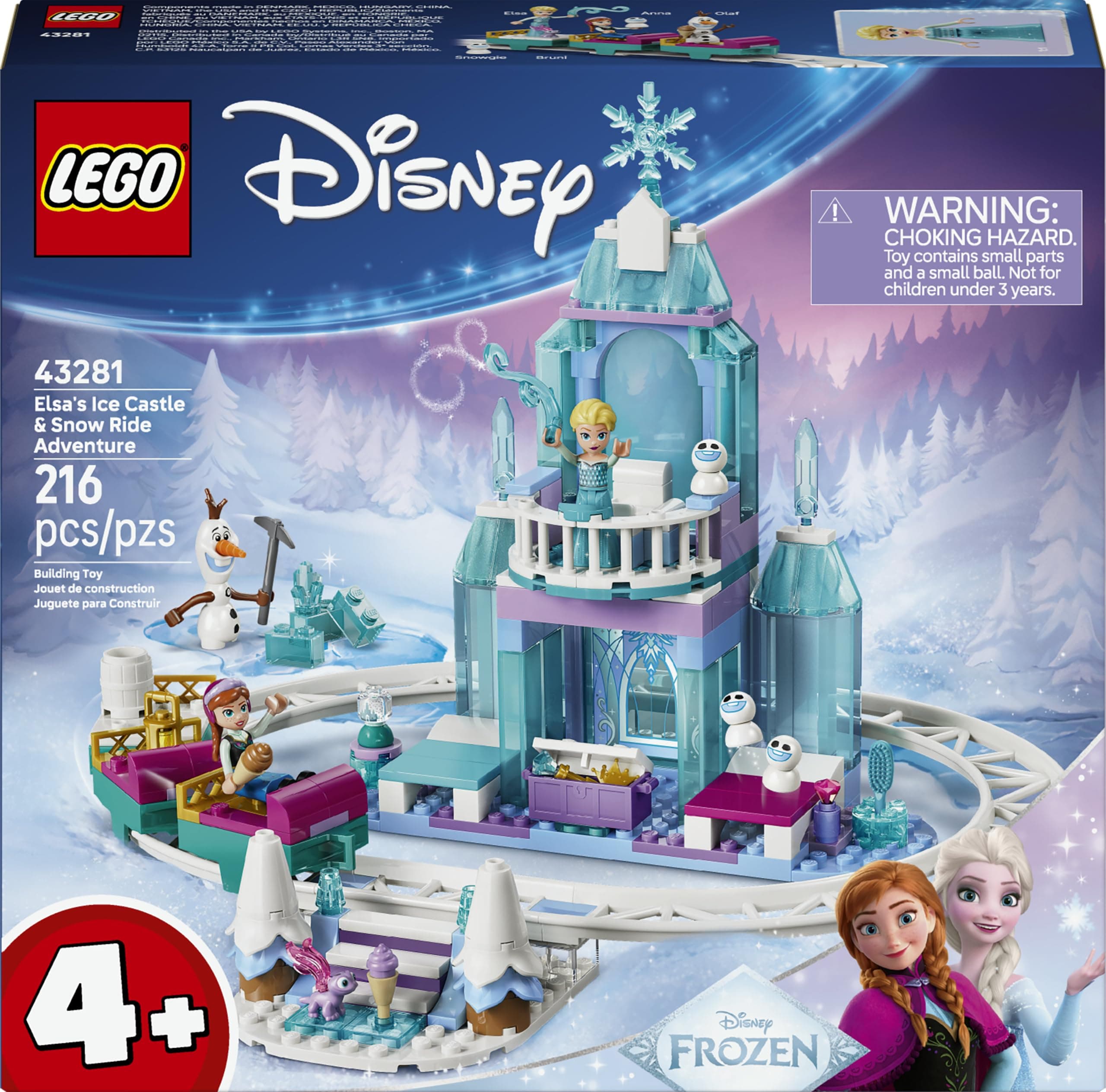 LEGO® Disney Princess 43281 - Леденият замък на Елза и приключение със снежно влакче