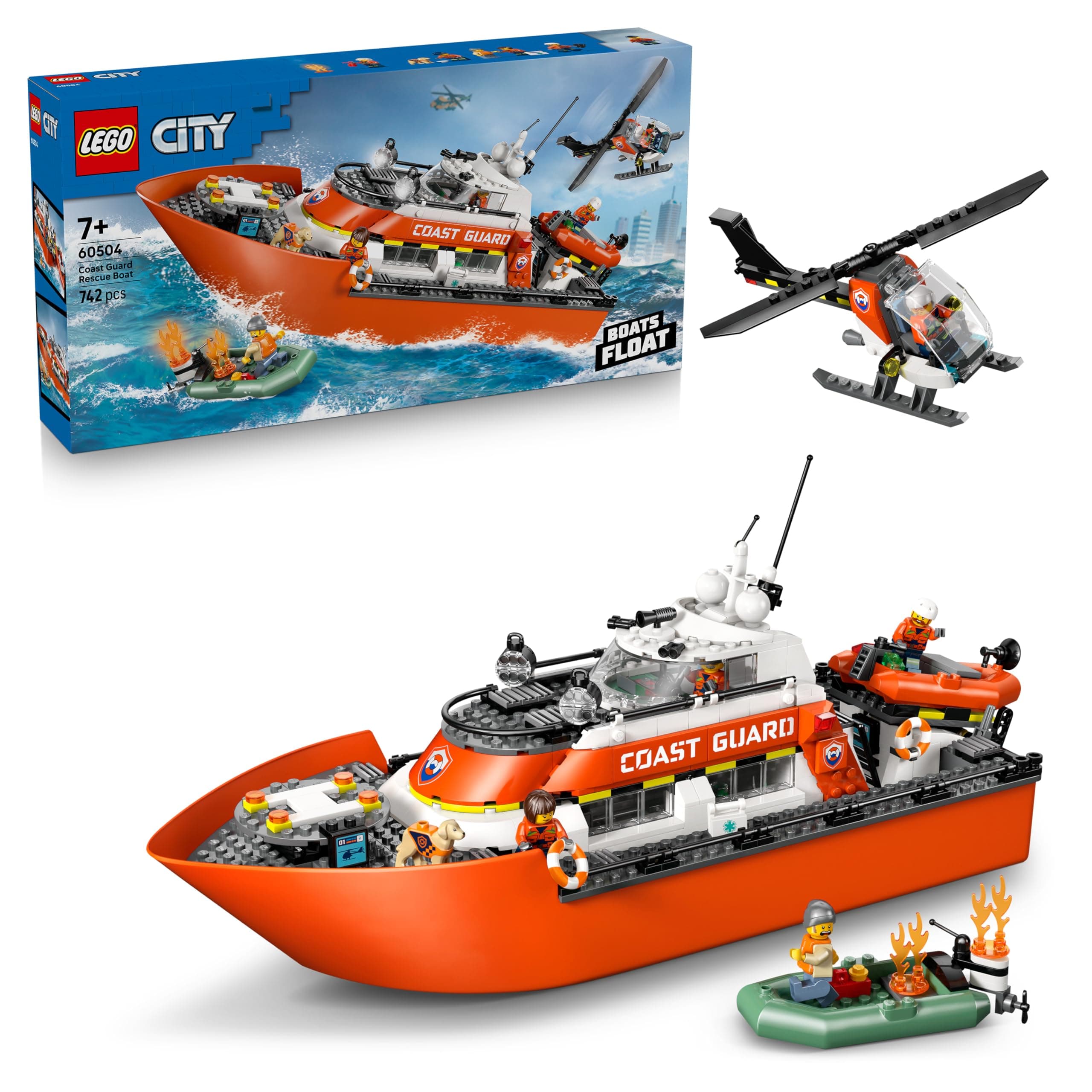 LEGO® City 60504 - Спасителен катер и хеликоптер на бреговата охрана