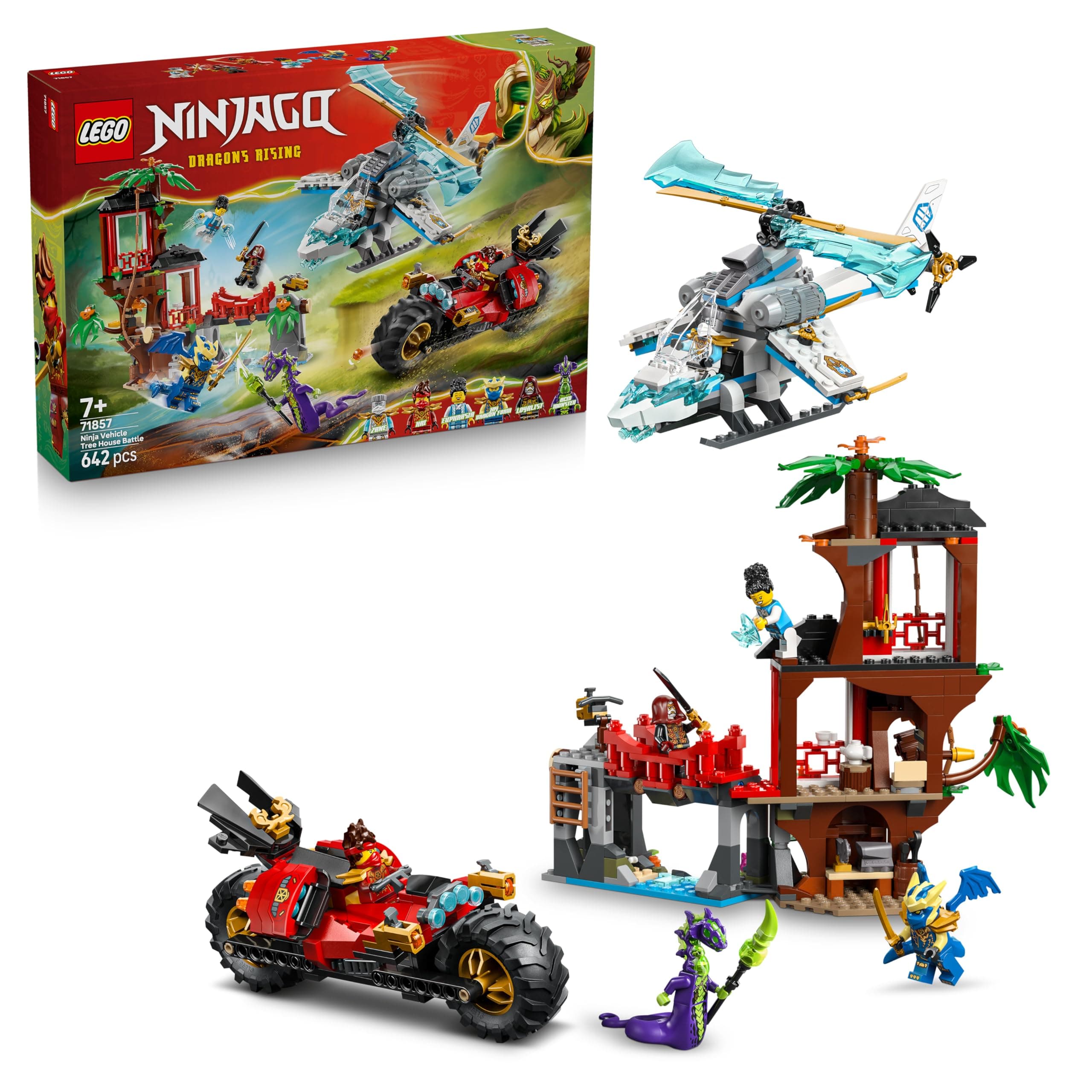 LEGO® NINJAGO 71857 - Битка при дървесната къща с превозни средства на нинджите