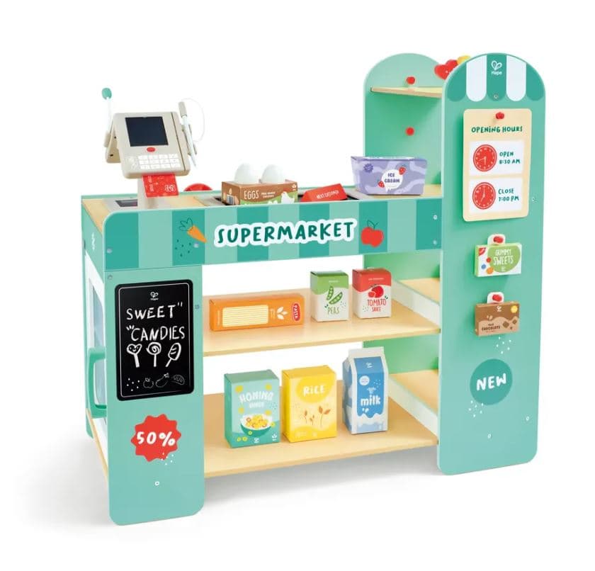 Детски игрален комплект, Hape, Магазин с аксесоари, 50 части