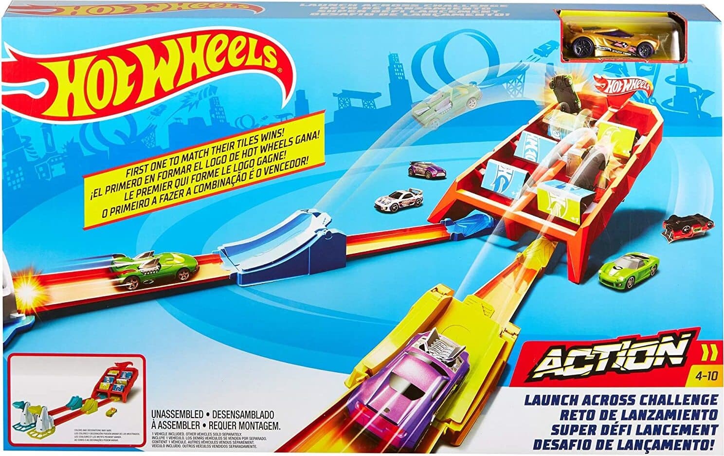 Интерактивна писта за игра - Hot Wheels Launch Across Challenge Set (цветен)
