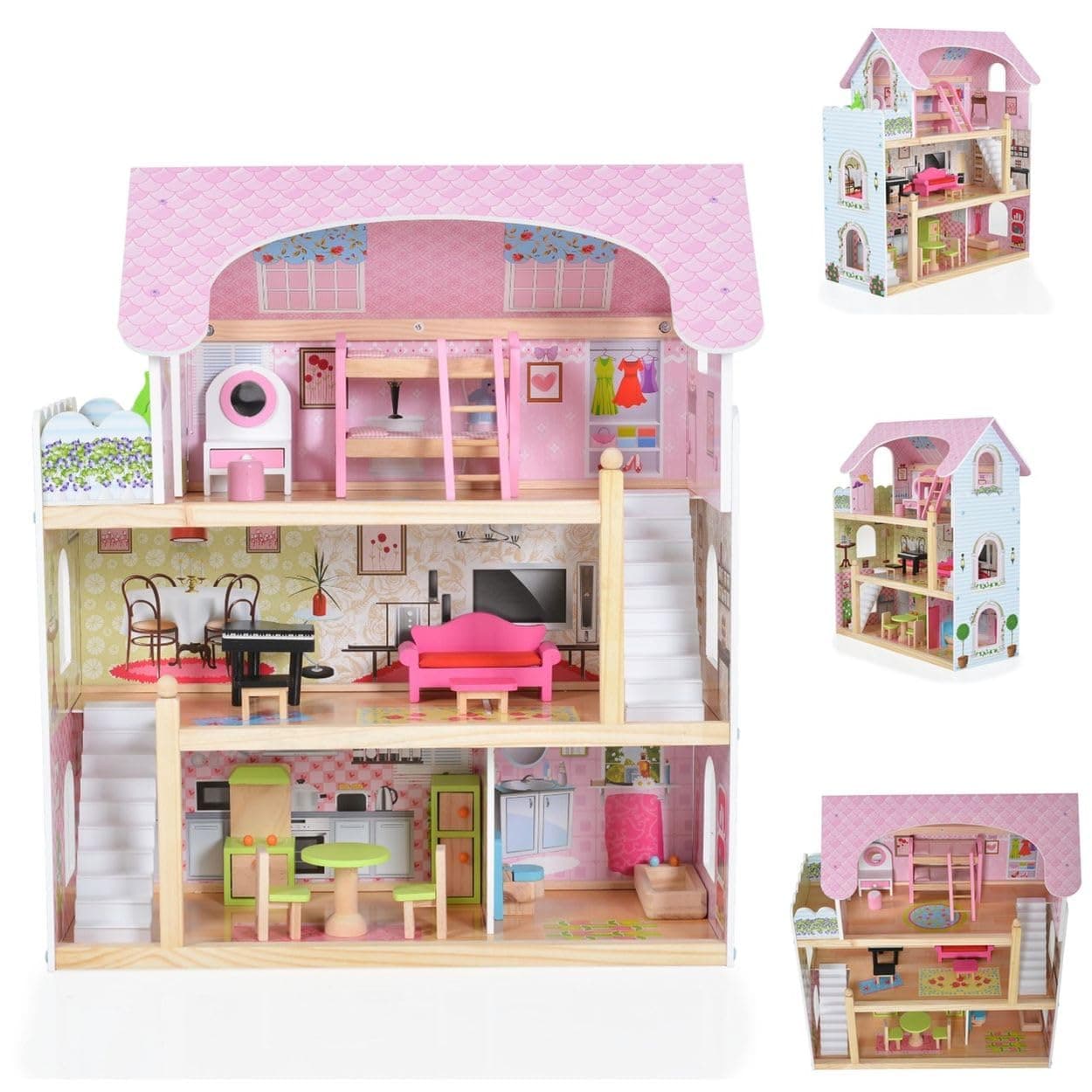 Детска дървена къща за кукли Moni Toys Mila 4110