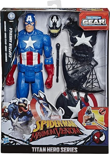 Фигурка Hasbro Marvel Spider-Man Maximum Venom Venomized Captain America Titan Hero Series, 6 аксесоара, 30 см