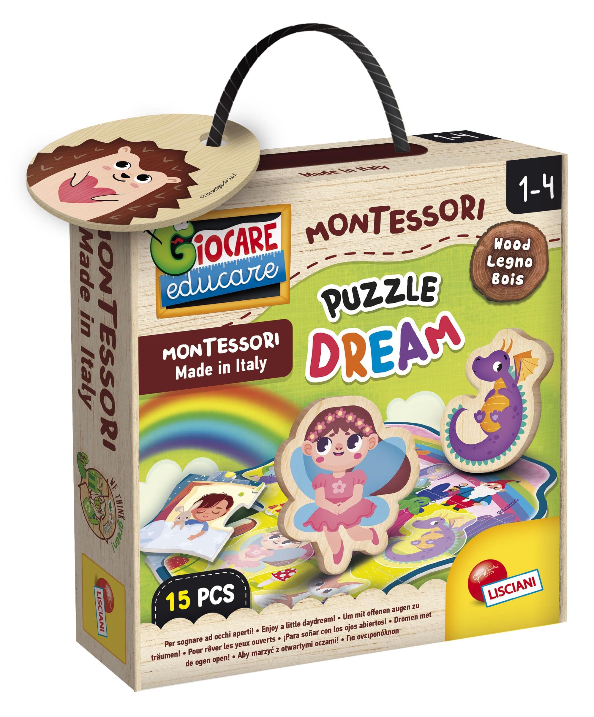 Детски дървен пъзел Lisciani Montessori Legno Puzzle Dream, 15 части