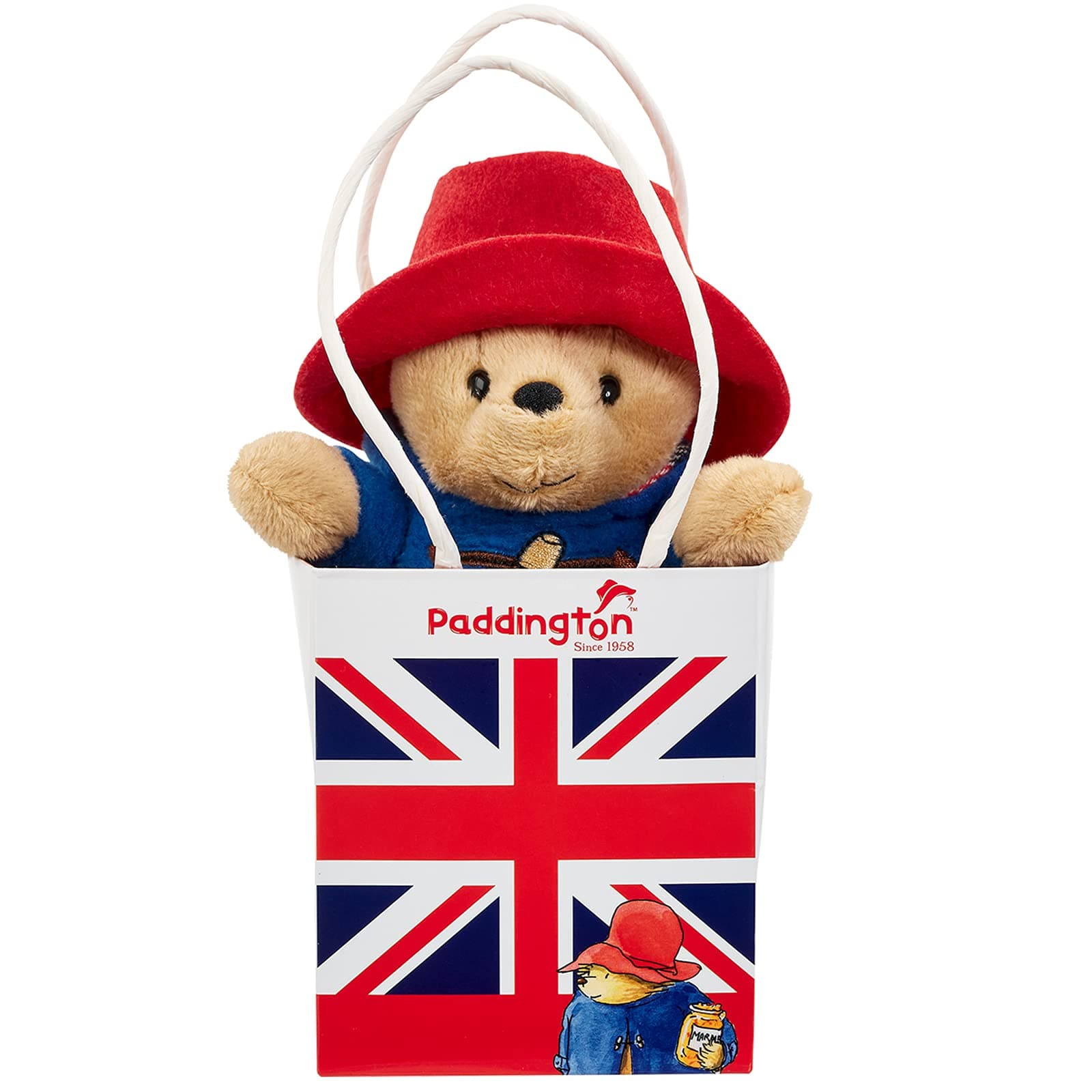 Плюшено мече Падингтън в подаръчна торбичка Union Jack, 13 см