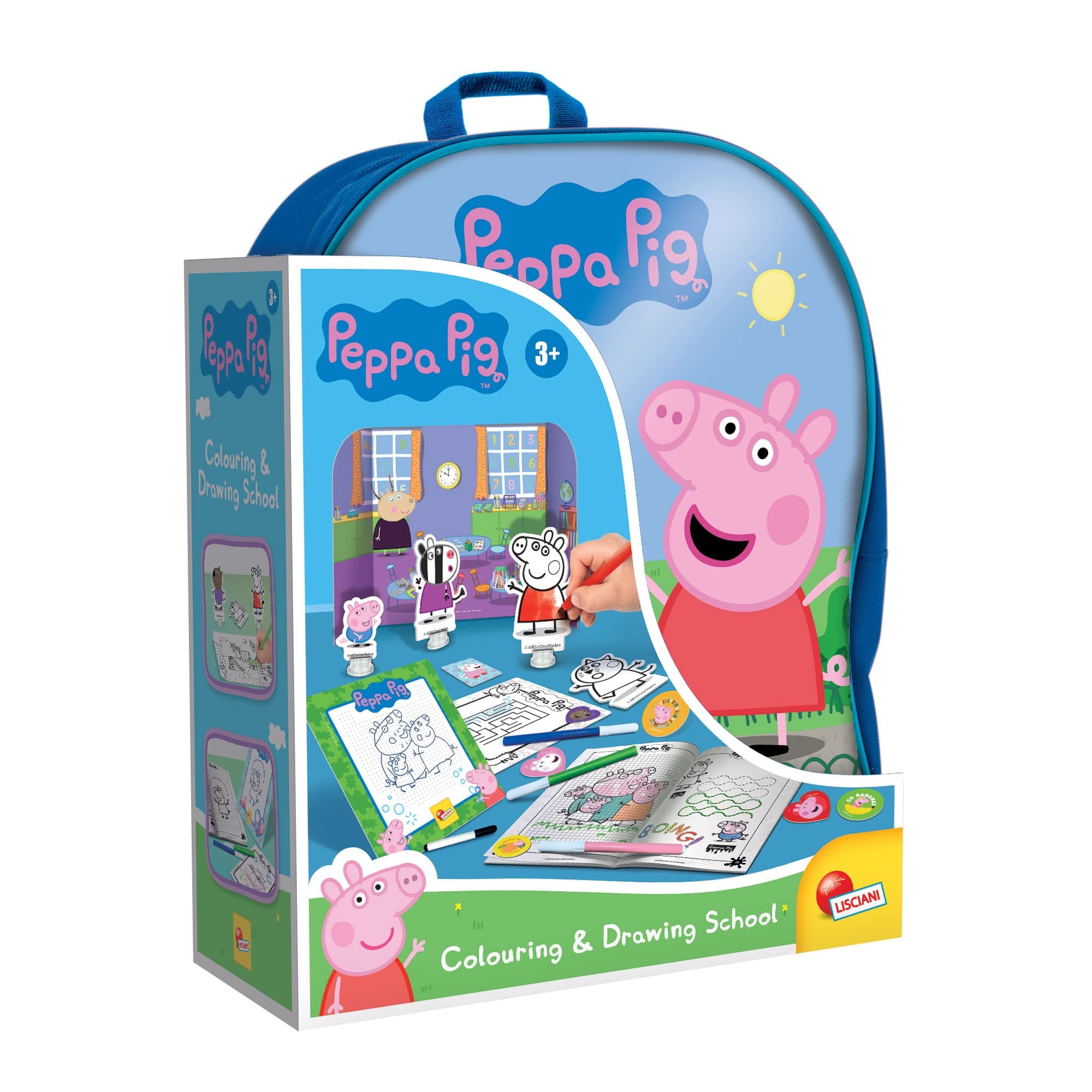 Комплект за рисуване и оцветяване Lisciani Peppa Pig в раница, с аксесоари