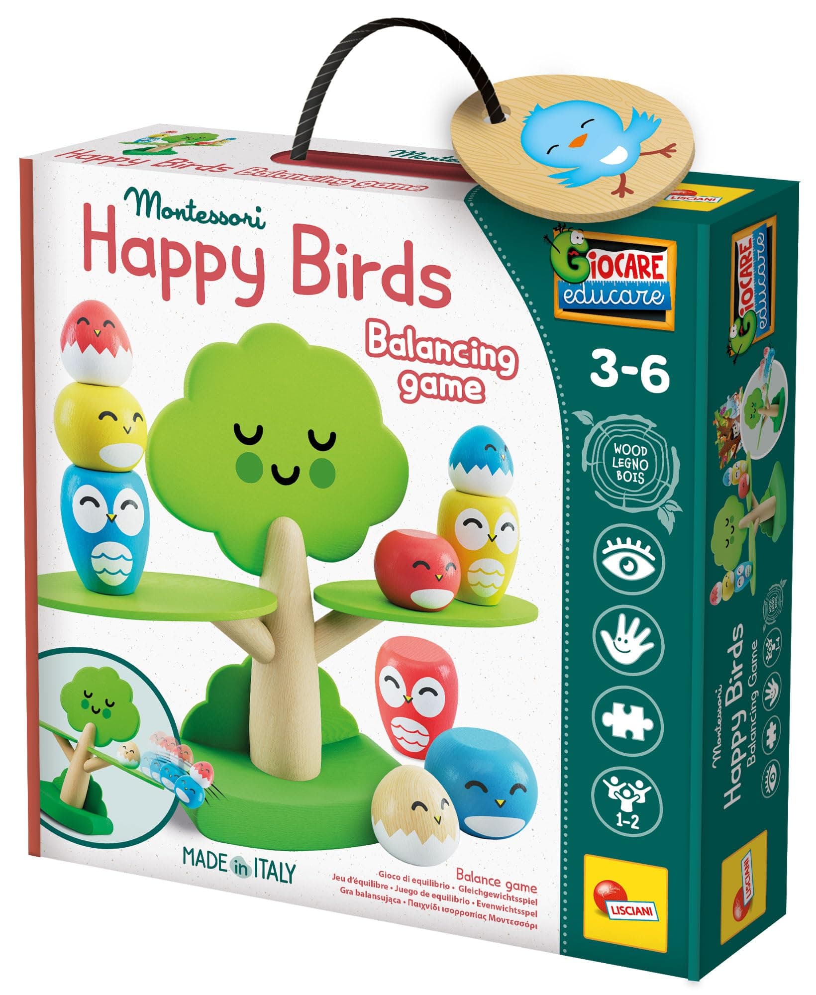 Игра за балансиране Lisciani Montessori Baby Happy Birds с пъзел