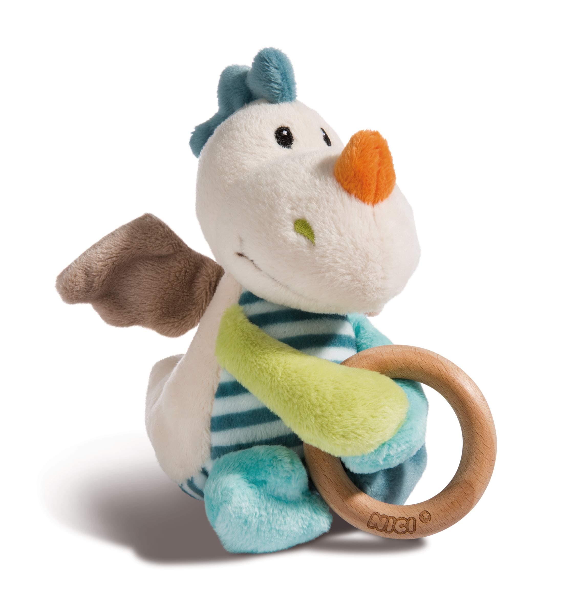 NICI Играчка Драконът Драгилу с дървен ринг, 15см. 3+ мес.