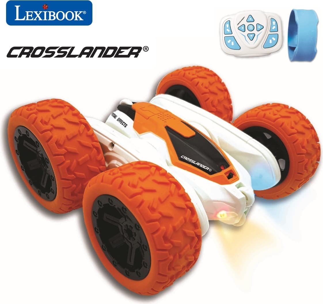 Детска кола с дистанционно управление - Lexibook RC20 Crosslander Rechargeable Radio Controlled Stunt Car (бял-оранжев)