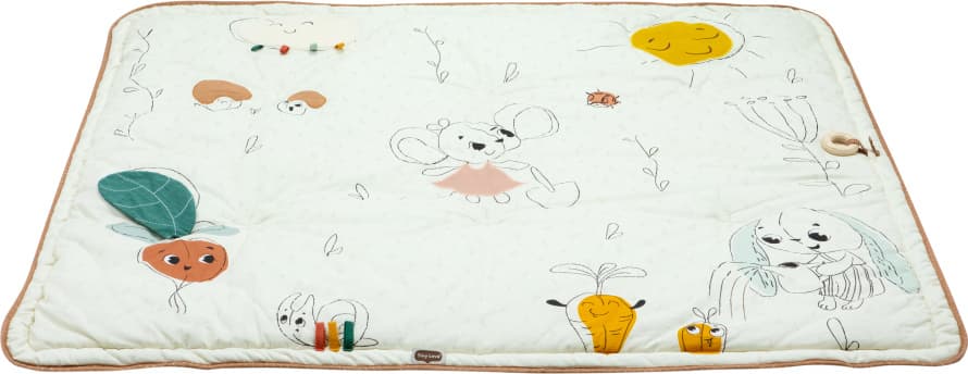Меко, подплатено бебешко килимче за игра Tiny Love Soft Super Mat от серията Garden of Adventures, размер 125.5х110 см, 9 увлекателни активности за развитие, 0м+