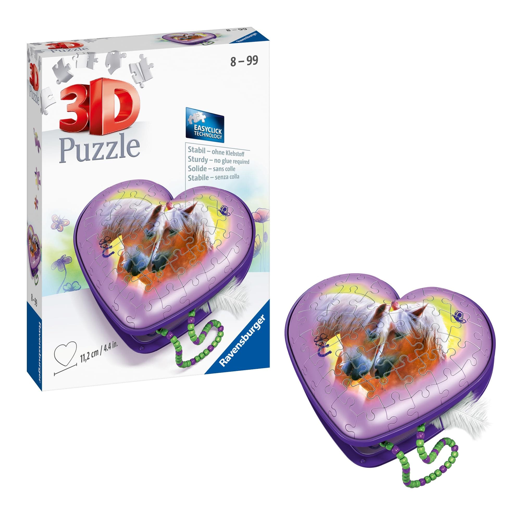 3D Пъзел Ravensburger 54 ел. - Кутия за бижута сърце: Коне
