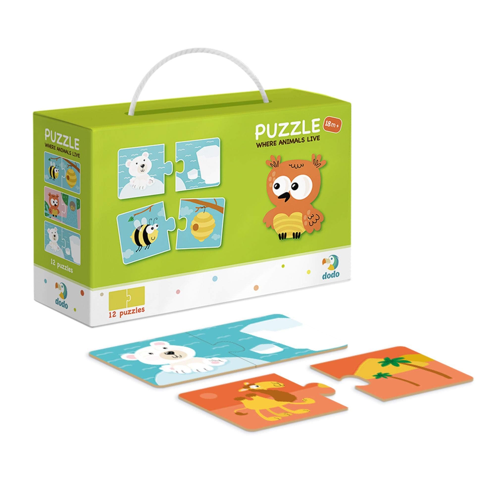 Комплект 12 пъзела Dodo Duo: Къде живеят животните, 24 части