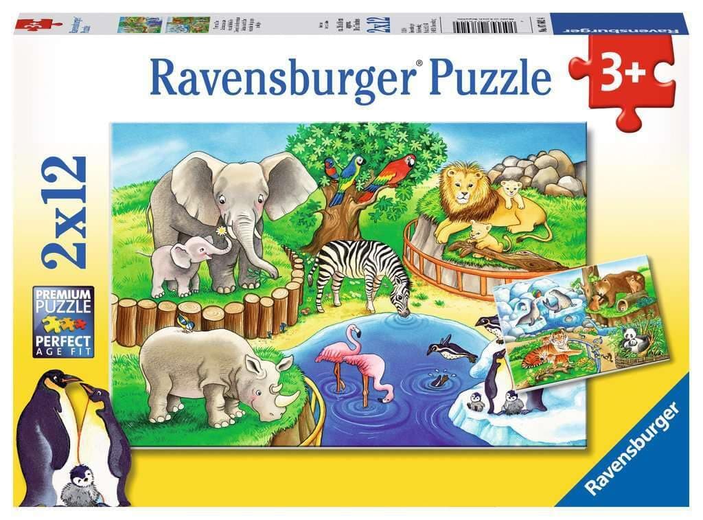 Пъзел Ravensburger 2x12 ел. - Животни в зоопарка
