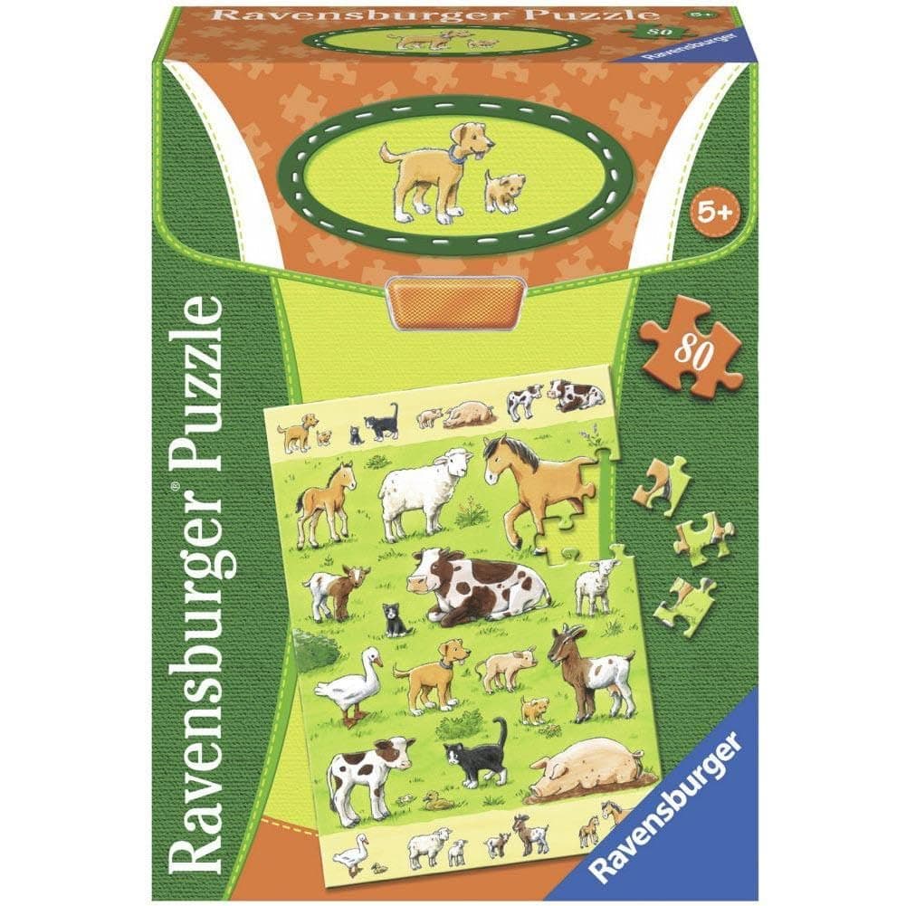 Пъзел Ravensburger 80 ел. - Животните и техните малки