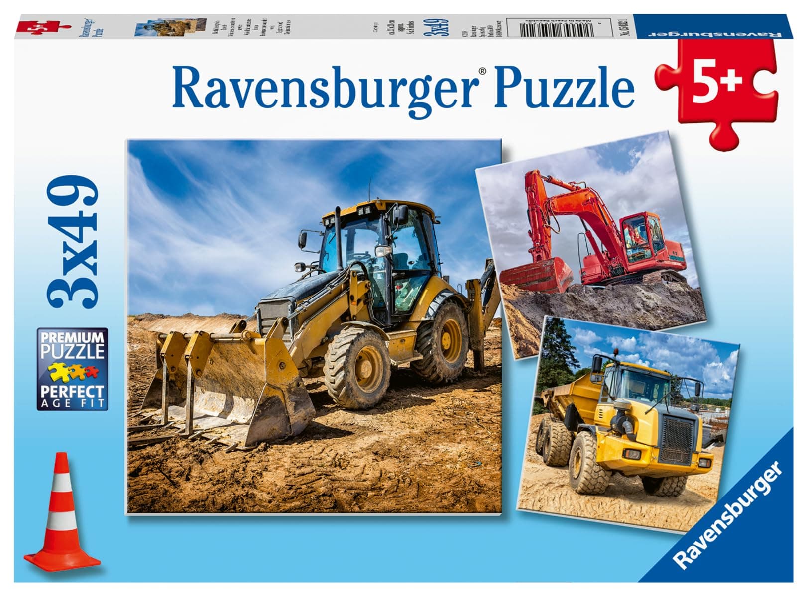 Пъзел Ravensburger 3x49 ел. - Строителни машини