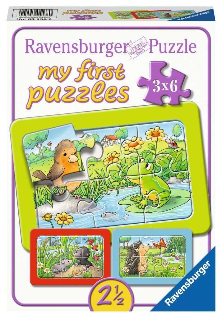Моят първи пъзел Ravensburger 3x6 ел. - Малки градински животни