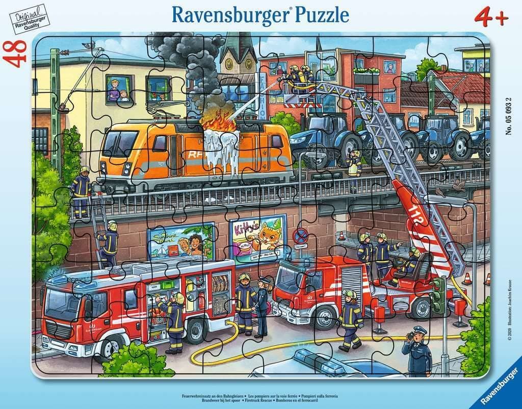 Пъзел Ravensburger 48 ел. - Пожарникари по влаковите релси