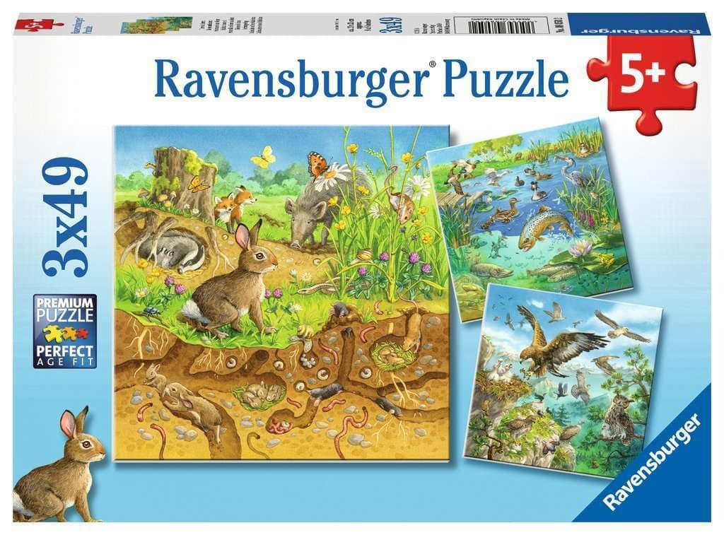 Пъзел Ravensburger 3x49 ел. - Животни в природата