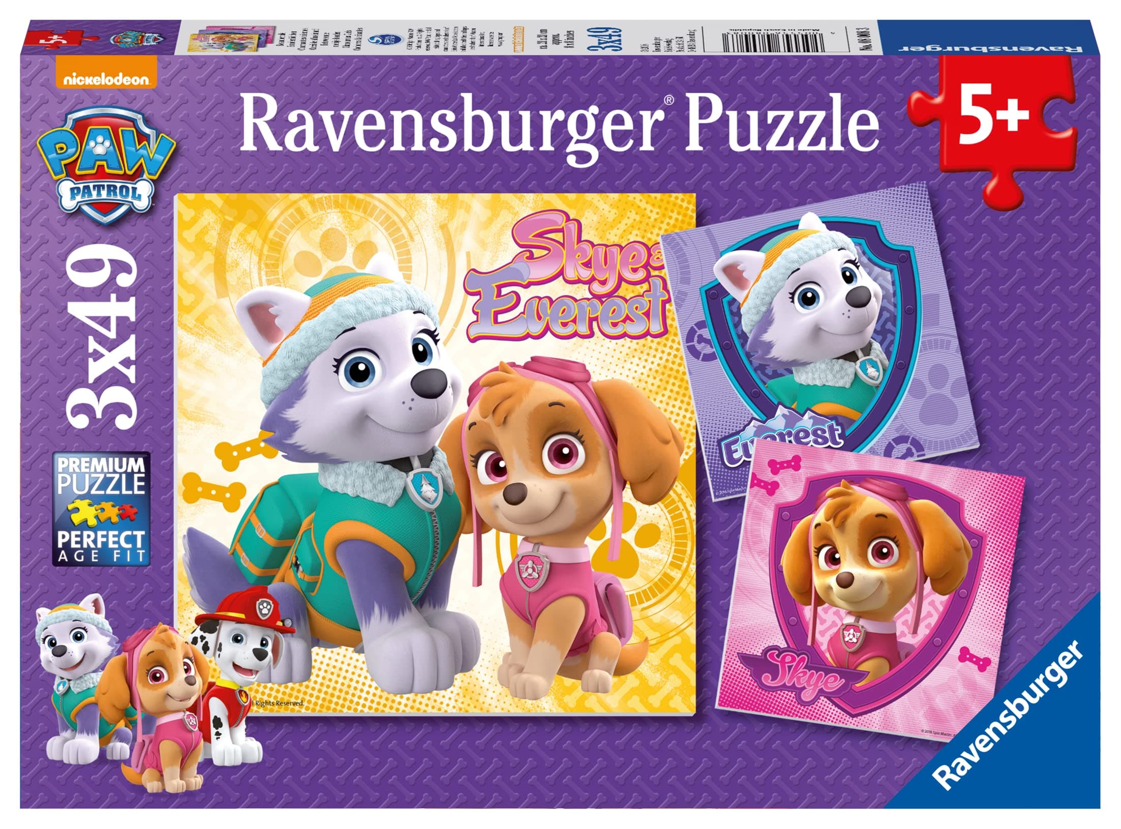 Пъзел Ravensburger 3x49 ел. - Пес Патрул: Скай и Еверест