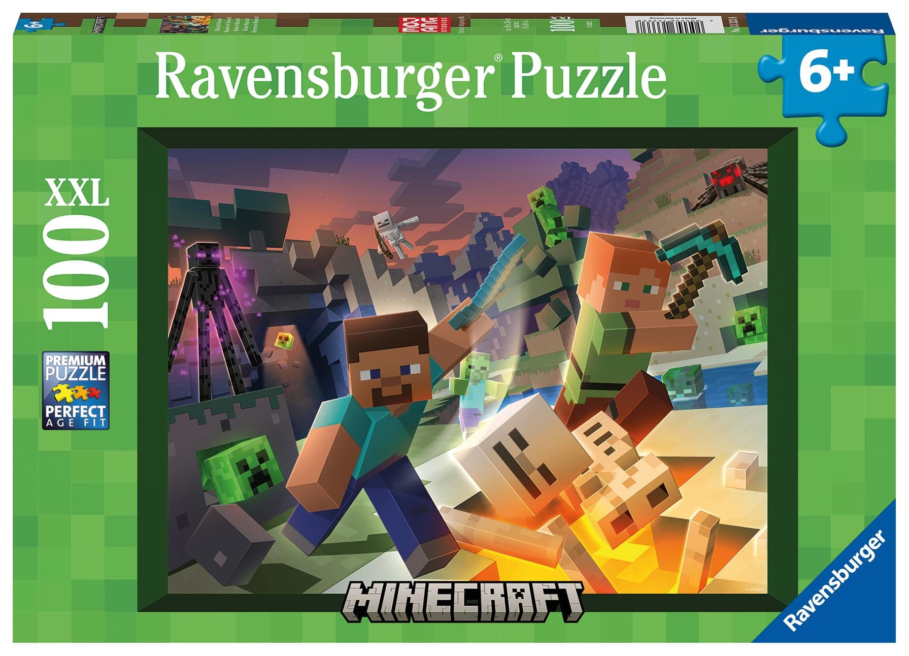 Пъзел Ravensburger 100 ел. XXL - Чудовища от Майнкрафт