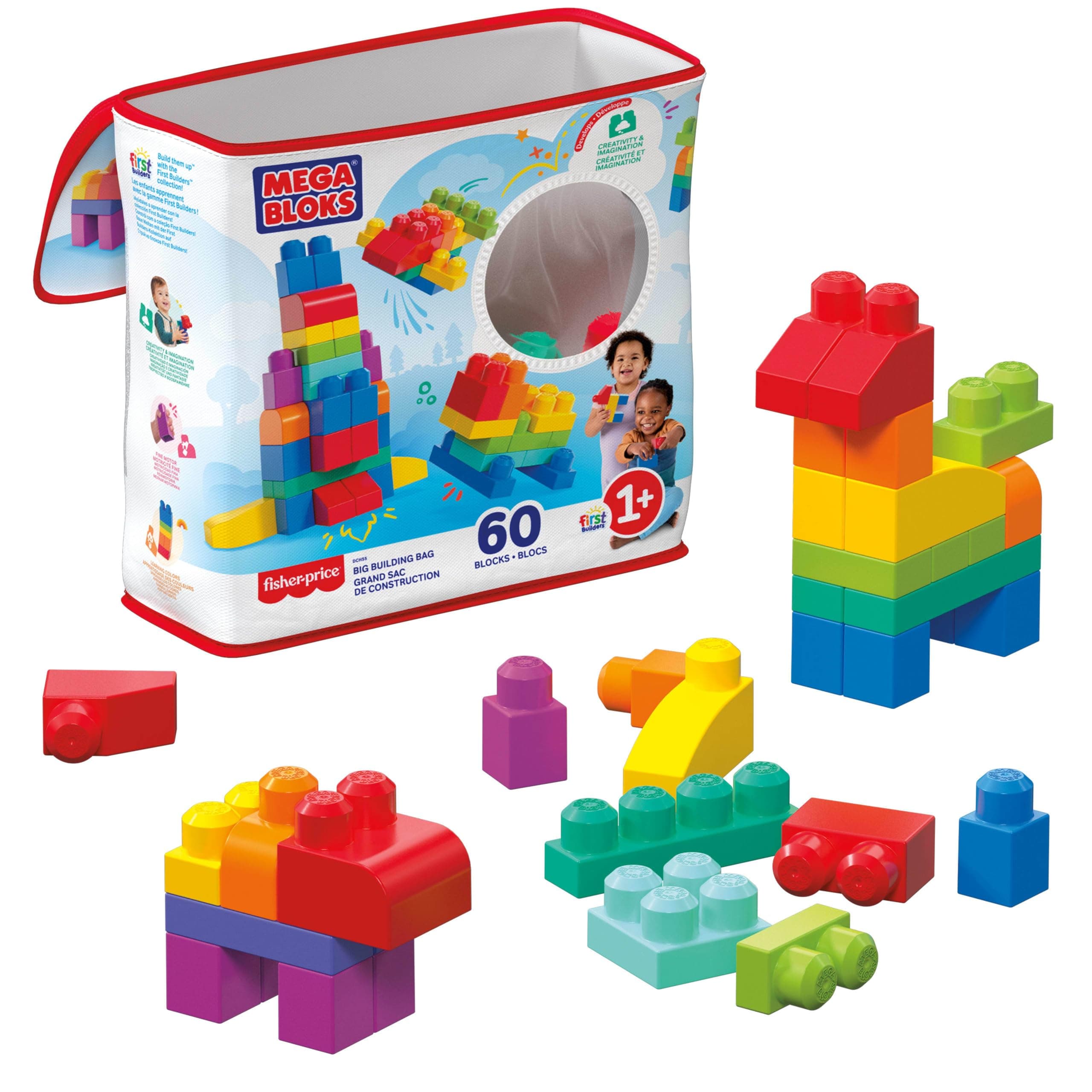 Първи строители Mega Bloks, плик 60 елемента, син