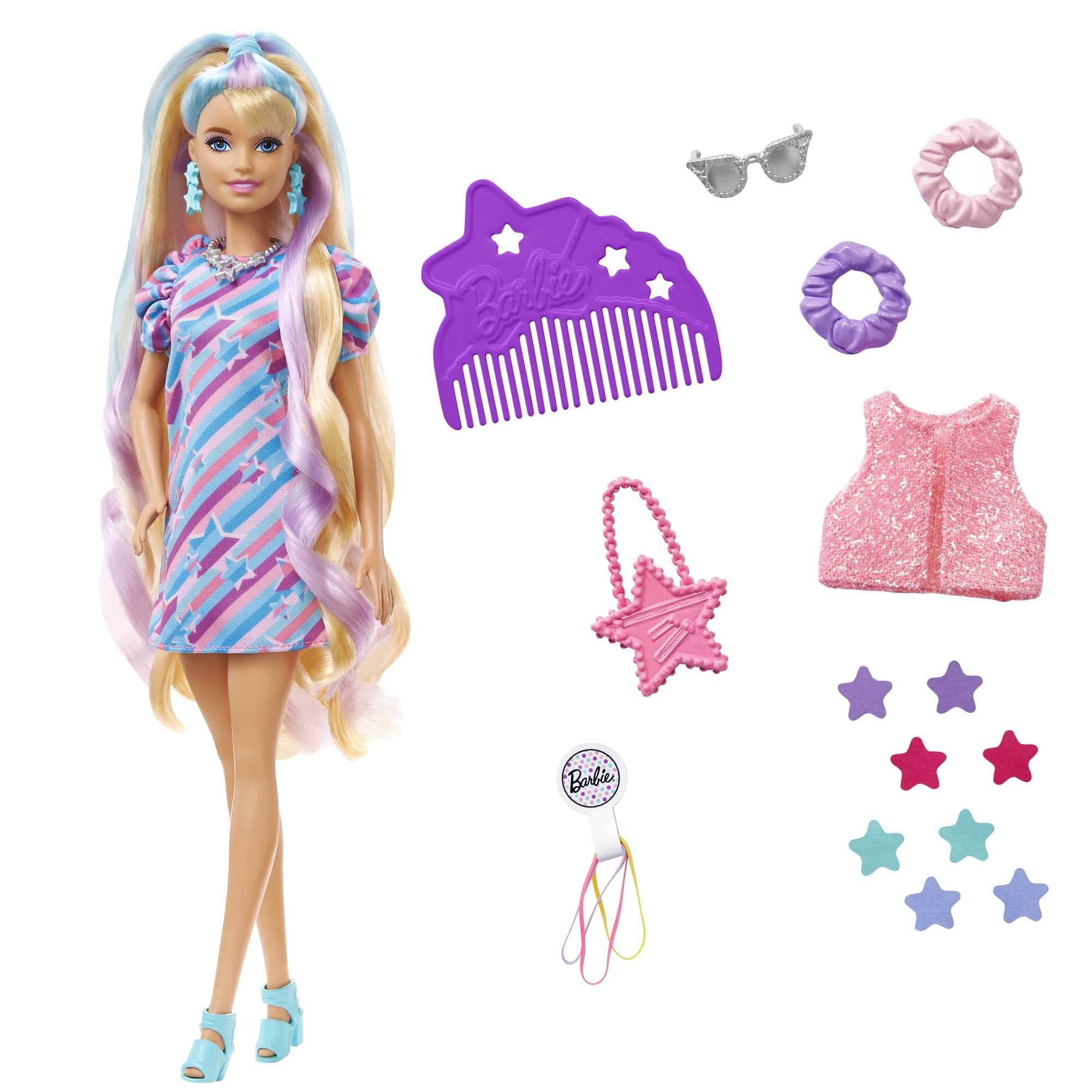 Кукла Barbie - Комплект кукла с дълга коса и звезди