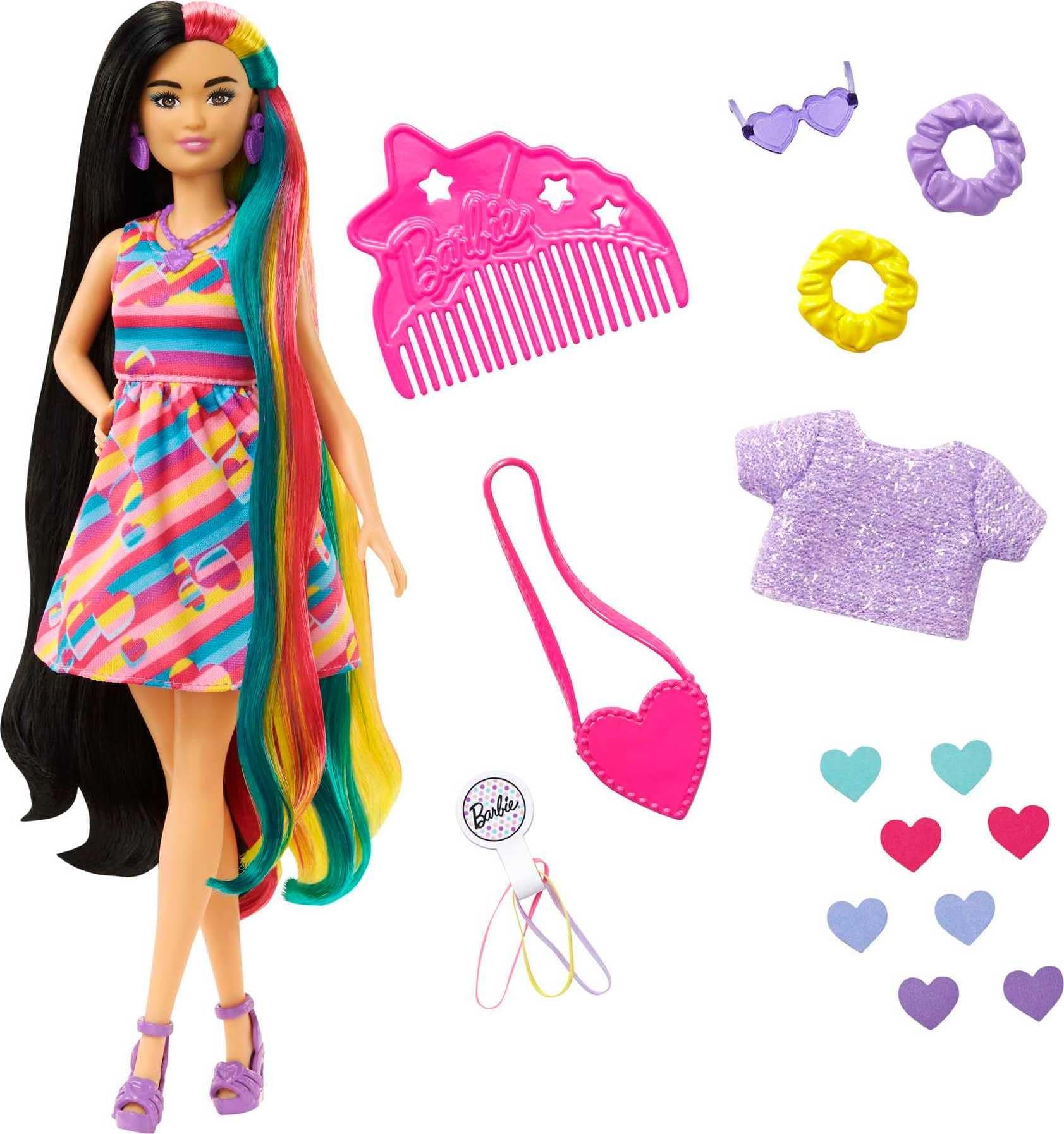Кукла Barbie - Игрален комплект кукла с дълга коса и сърца