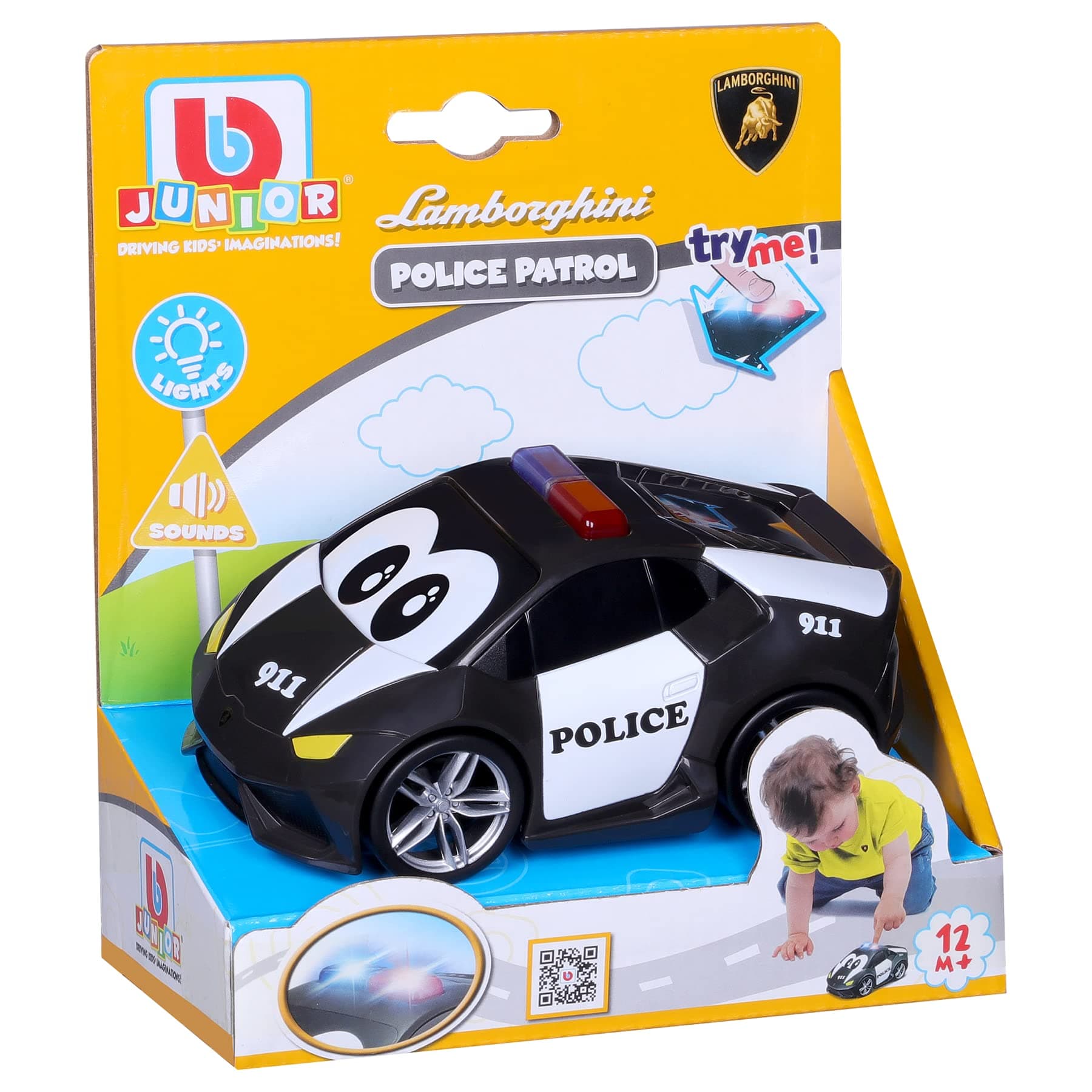 Bburago Junior - Пластмасова полицейска количка Lamborghini с батерии
