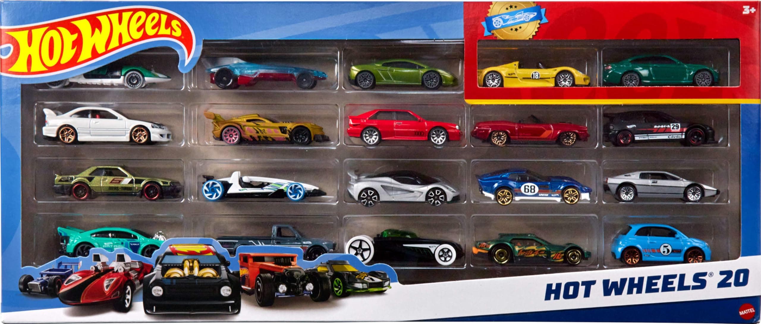 Hot Wheels - Комплект 20 бр. метални колички 1:64, асортимент