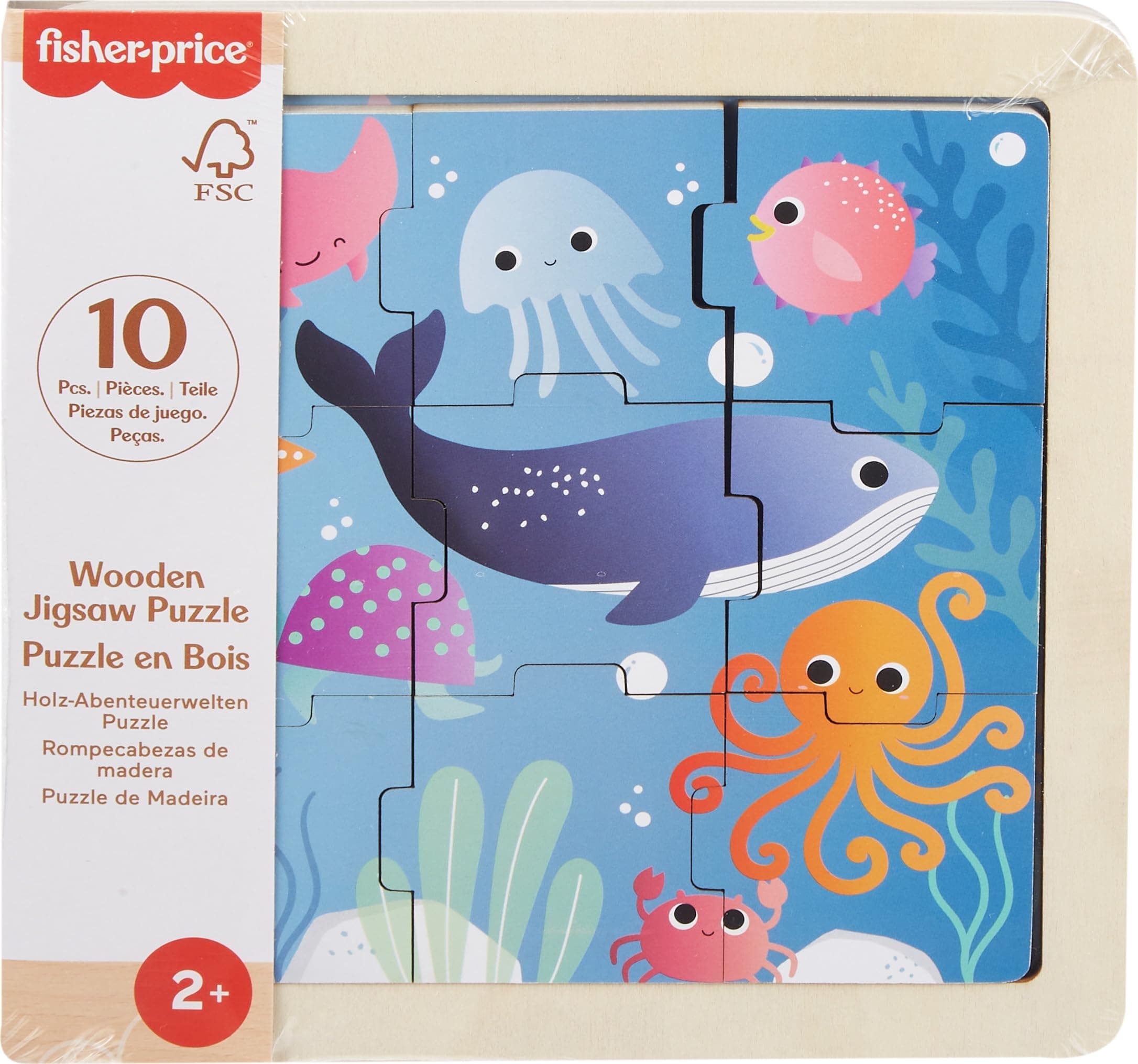 FISHER PRICE Дървен пъзел 9 части Асортимент, играчка