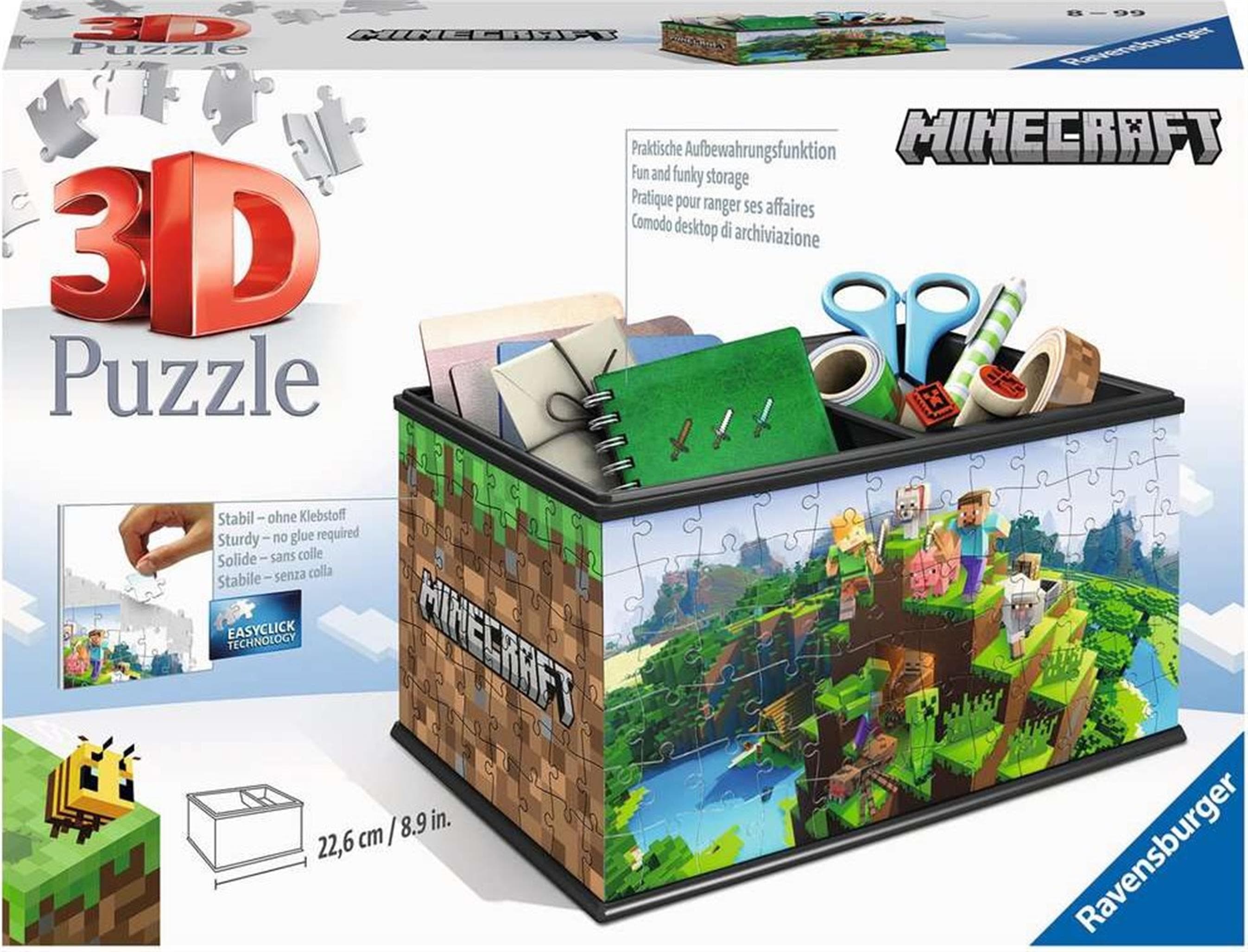 3D Пъзел Ravensburger 216 ел. - Кутия за съхранение: Майнкрафт
