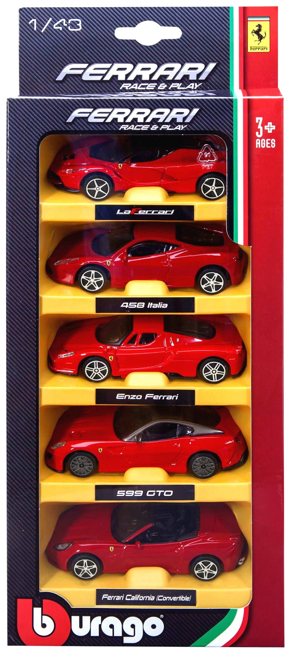 Bburago - Ferrari Комплект от 5 колички 1/43, асортимент