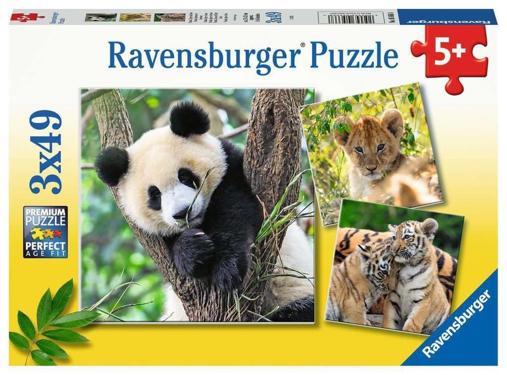 Пъзел Ravensburger 3x49 ел. - Панда, тигър и лъв