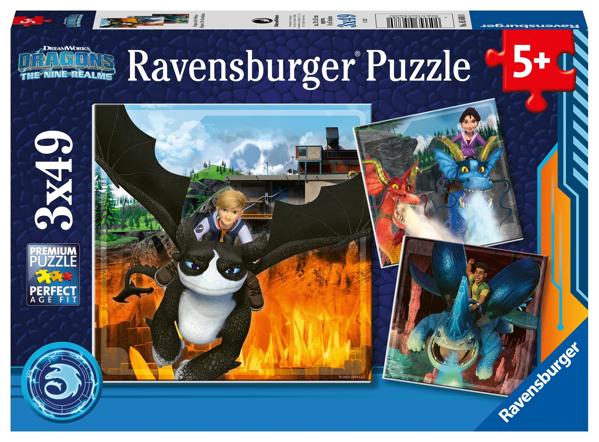 Пъзел Ravensburger 3x49 ел. - Дракони: 9-те свята