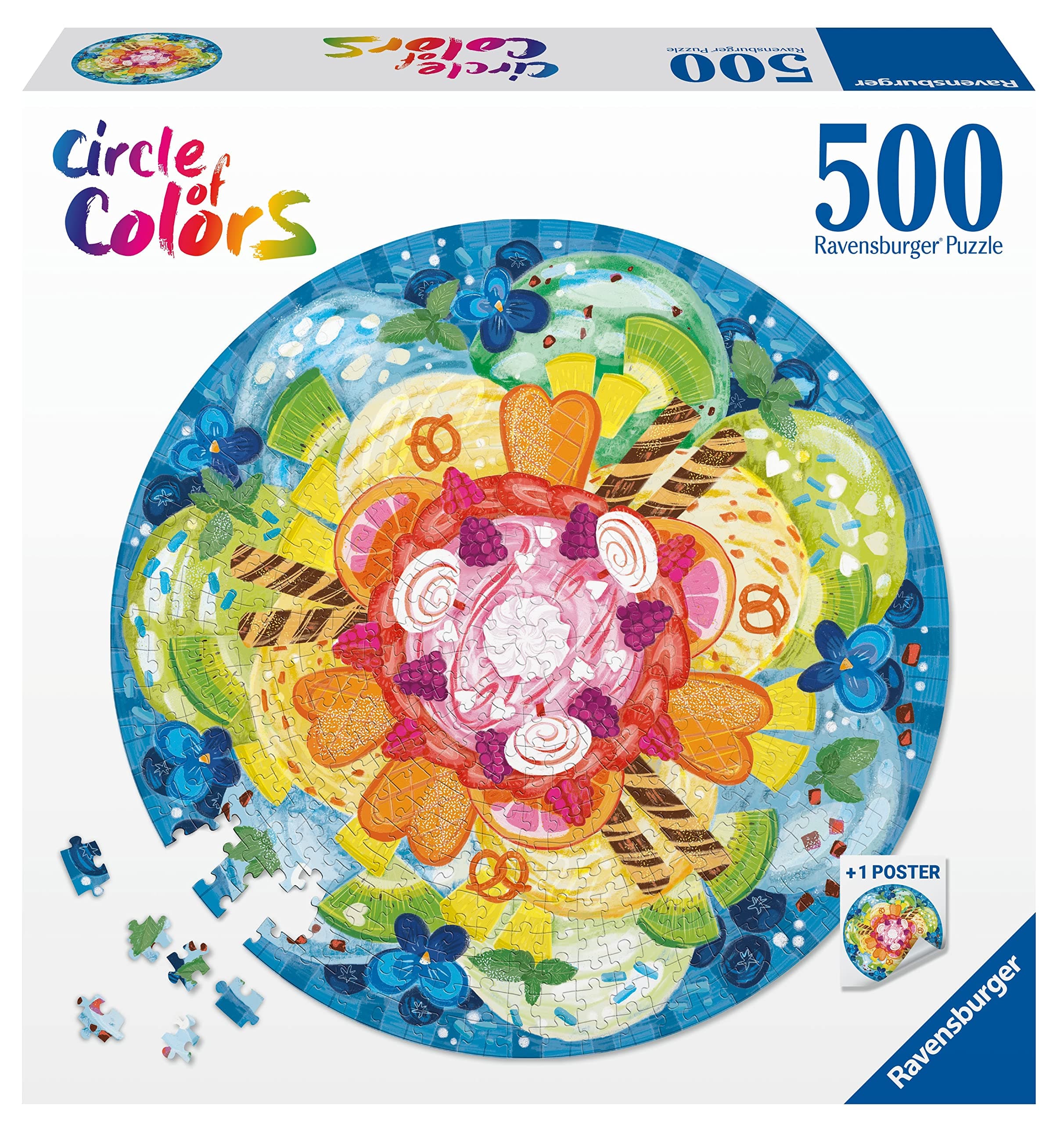 Пъзел Ravensburger 500 ел. - Кръг от цветове: Сладолед