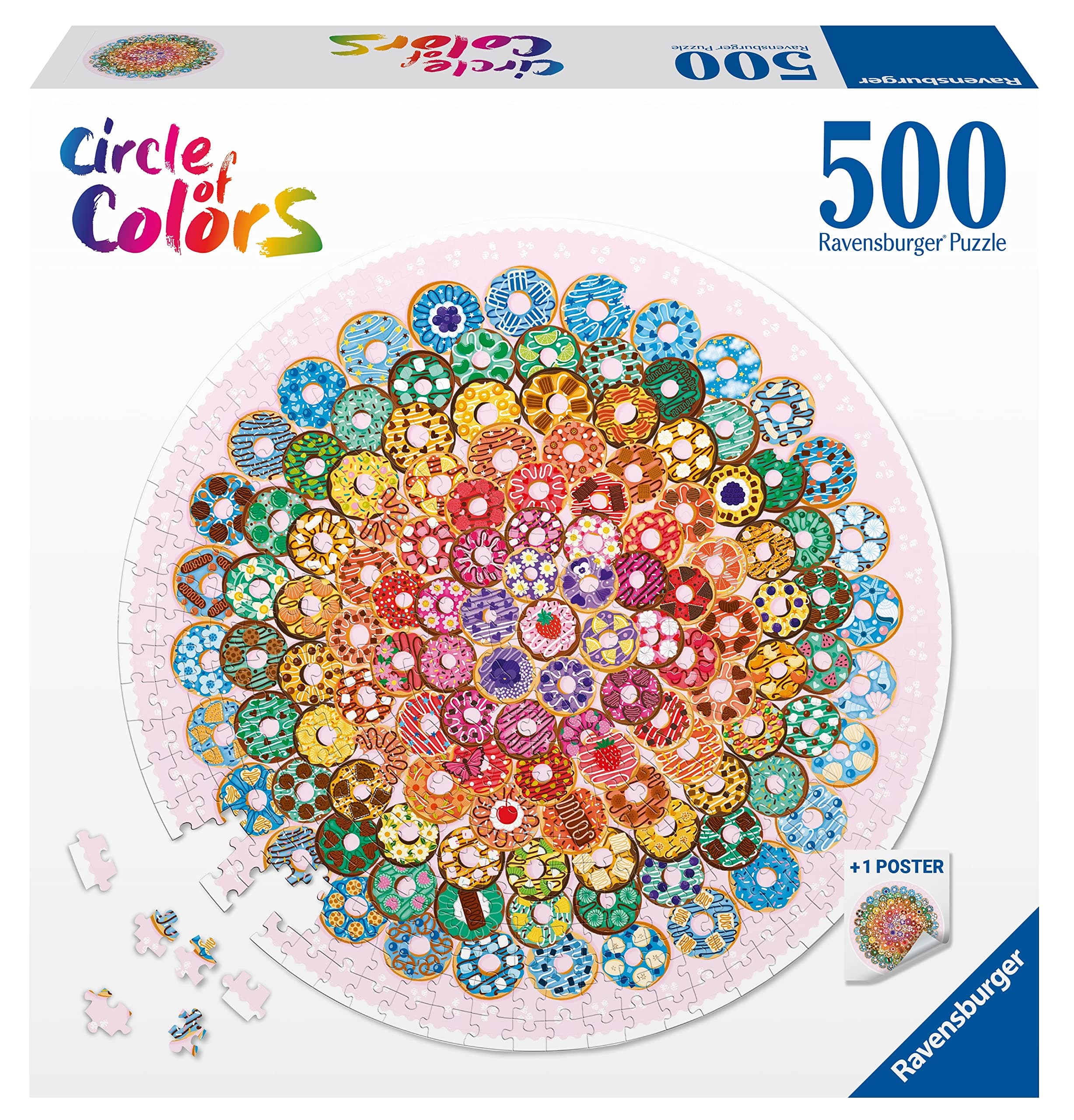 Пъзел Ravensburger 500 ел. - Кръг от цветове: Понички