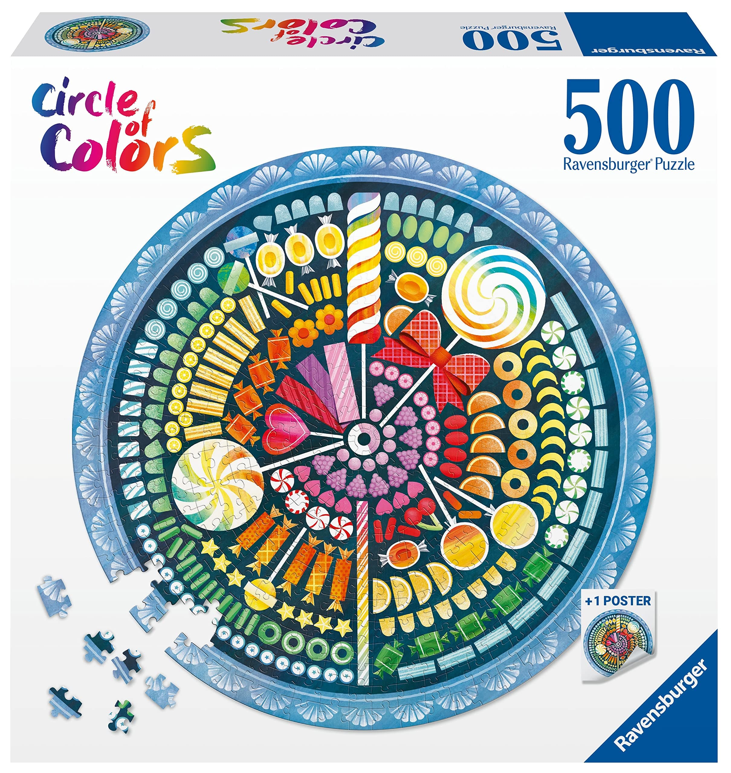 Пъзел Ravensburger 500 ел. - Кръг от цветове: Бонбони