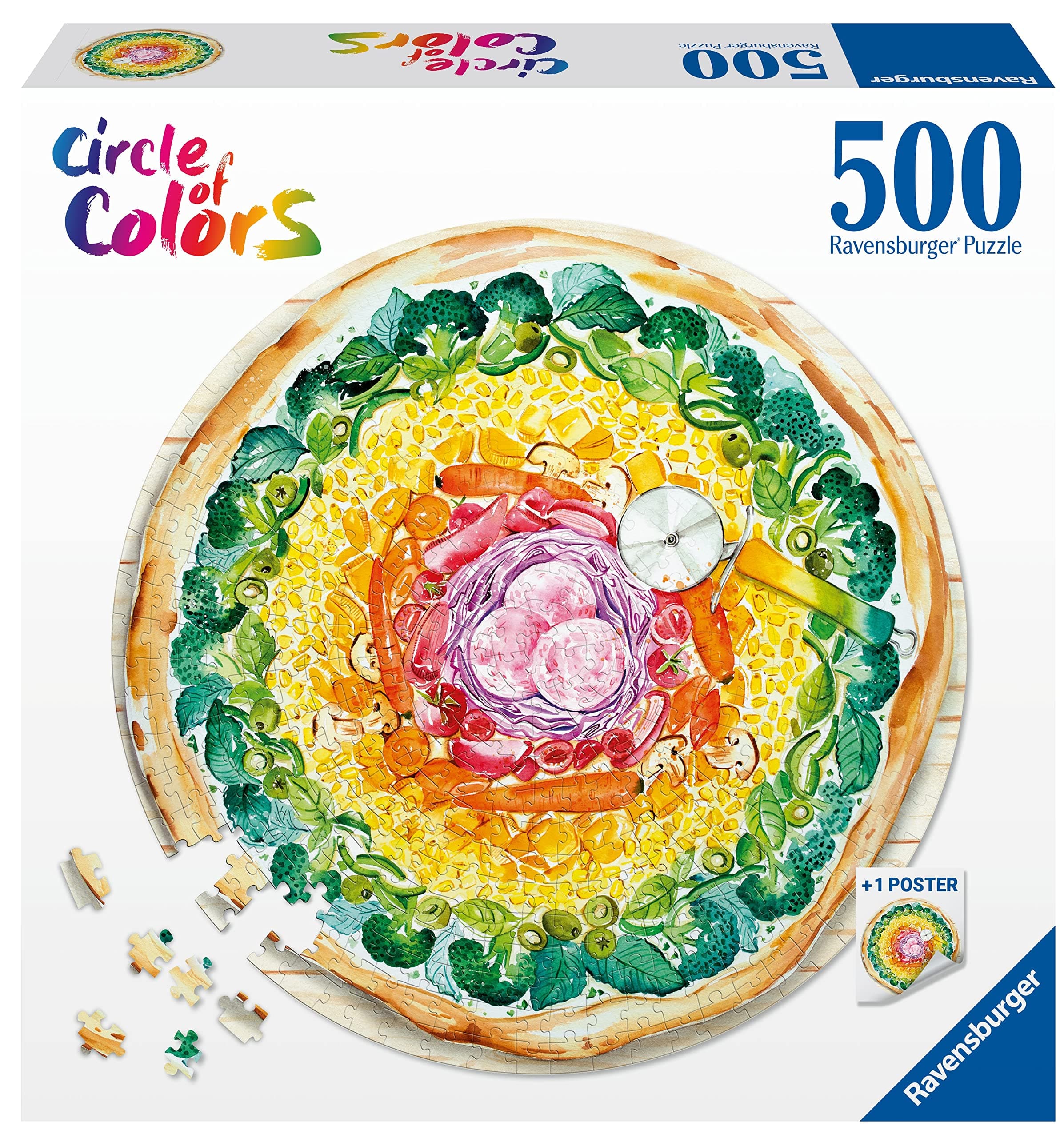 Пъзел Ravensburger 500 ел. - Кръг от цветове: Пица