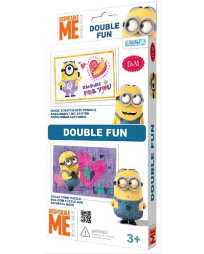 Творчески комплект Revontuli Toys Oy - Пъзел и гравиране, двоен, Миньоните