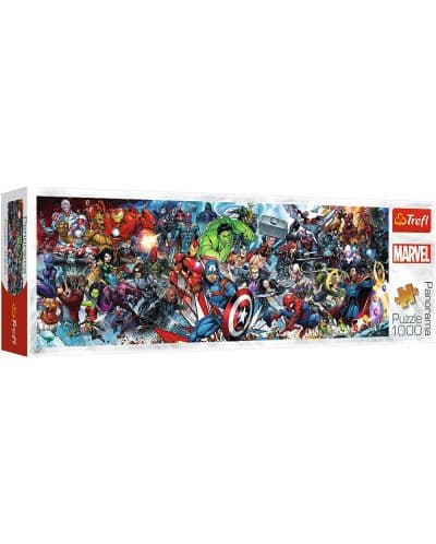 Панорамен пъзел Trefl от 1000 части - Светът на Marvel