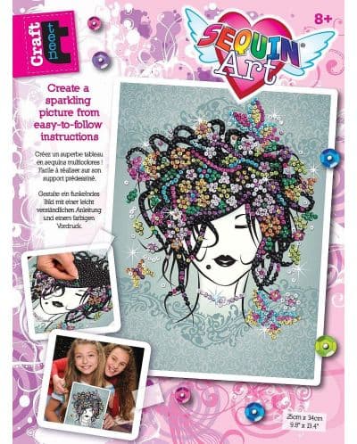 Творчески комплект KSG Crafts - Изкуство с пайети, Момиче с цветя