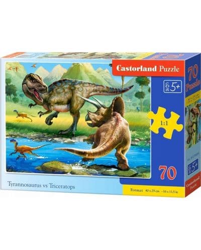 Пъзел Castorland от 70 части - Тиранозавър срещу Трицераптос
