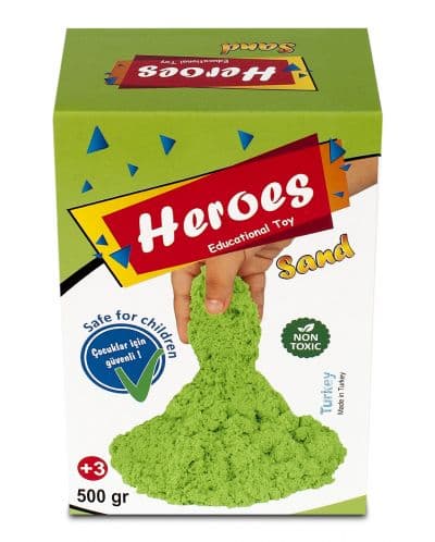 Кинетичен пясък в кyтия Heroes - Зелен цвят, 500 g