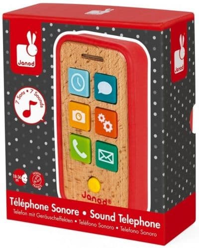 Дървена Играчка Janod - Телефон, със звук