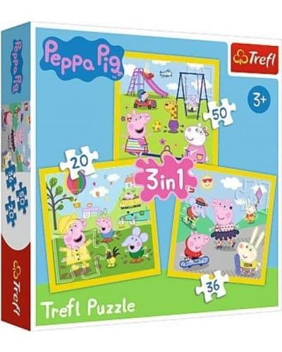 Пъзел Trefl 3 в 1 - Прасенцето Пепа