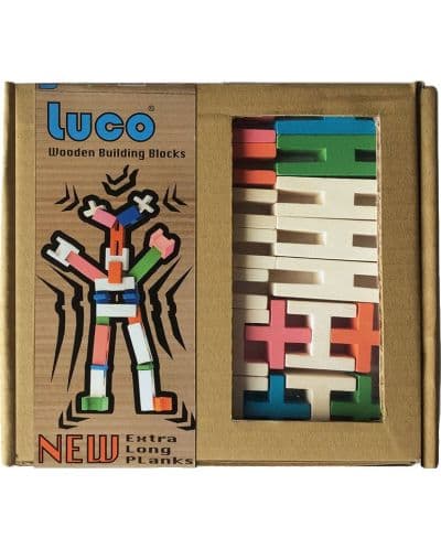 Дървен конструктор Luco - 42 цветни части